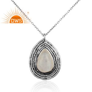 Venta caliente plata esterlina oxidada Natural Arco Iris Luna piedra preciosa colgante collar joyería personalizada para mujer regalo para ella - Product Image 3