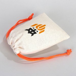 Pochette en tissu avec poignée orange, impression sérigraphique personnalisable, 4 L x 5 H (10 cm x 13 cm), pour emballage de bijoux, promotion de cadeaux - Product Image 6