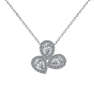 Collier élégant en forme de fleur, pendentif en forme de poire, moissanite diamant VVS, or 925, argent, style hip hop - Product Image 2