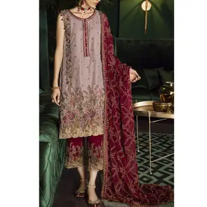 定制颜色和尺寸拼接精品连衣裙优质巴基斯坦女士休闲派对服装精品