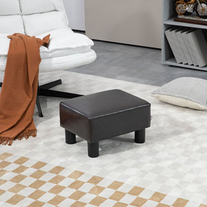 Homcom footstool เบาะสี่เหลี่ยมผืนผ้า footstool pouf ในหนัง Faux, 40x30x24เซนติเมตร, สีน้ำตาล - Product Image 2