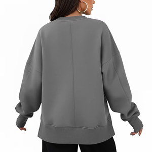 Sudadera Larga Holgada con Cuello Alto, Cálida, de Felpa, Suave, Informal, para Invierno, Estilo Relajado, Ropa de Calle, Uso Diario, Moda en Tendencia - Product Image 3