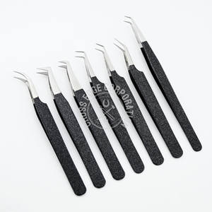 Pinzas de acero inoxidable con punta de fibra personalizada para extensión de pestañas, para abanicos de volumen, base puntiaguda, mezcla de curvaturas, pestañas de visón y seda, herramienta de aislamiento - Product Image 1
