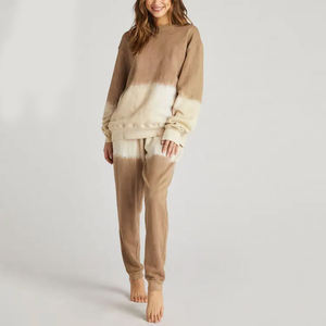 Chándales de algodón estampados informales con capucha de ajuste regular liso para mujer Conjuntos de sudaderas OEM - Product Image 1