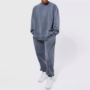 Survêtement streetwear personnalisé avec logo vintage, double couche, délavé à l'acide, décoloré par le soleil, respirant, sweat-shirt et pantalon de survêtement, taille XL - Product Image 1