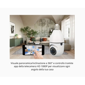 Caméra de sécurité WiFi avec ampoule E27, vision nocturne panoramique HD à 360° et système de surveillance audio-vidéo bidirectionnel - Product Image 3