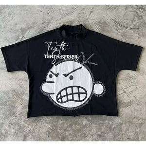 เสื้อยืดเอวลอยทรงโอเวอร์ไซส์สำหรับผู้ชายผ้าทอคอตตอน100% พิมพ์ลายวินเทจแห้งเร็ว - Product Image 6