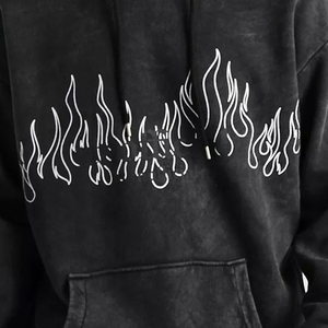 Sweat à capuche pour homme 100 % coton délavé, écologique, avec poche, logo personnalisé, thermique, manches longues, coupe oversize, streetwear, pull pour l'hiver - Product Image 6