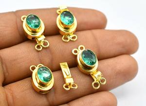 Fermoir de boîte de pierres précieuses en apatite plaqué or 18 carats 23X11X10MM forme ovale 1 brin et 2 brins pour la fabrication de bijoux modèle B618 - Product Image 2