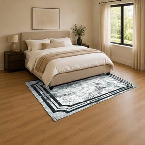 Tapis de salon en chenille gris argenté contemporain abstrait imprimé numériquement, lavable en machine, antidérapant, vente en gros RUGS DEPOT LXDP-1029 - Product Image 3