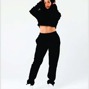 2025 haute qualité femmes vêtements de sport décontractés pull à capuche hauts courts avec taille haute à manches longues cordon de serrage pour l'automne hiver - Product Image 6