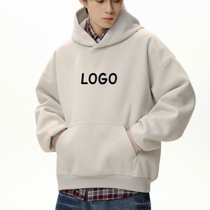 เสื้อฮู้ดสวมหัวโอเวอร์ไซส์สำหรับผู้ชายผ้าคอตตอน100% โอเวอร์ไซส์โลโก้ปกติเฮฟวี่เวท500/400gsm - Product Image 2