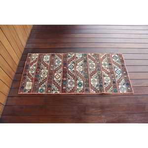 Alfombra Turca Pequeña de 1,7x3,8 pies (52x117 cm), Alfombra Marrón Vintage Ombré - Product Image 3