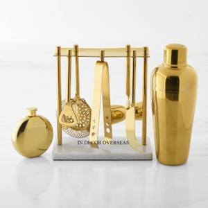 Hotel And Restaurants Bar Usage Fully High Grade Gold Plated Luxurious Quality Metal Made <b>Cocktail</b> Shaker Tong & Other Items <b>Set</b> - Product Image 1