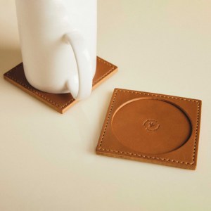 Luxury Leather Coaster Set <b>Heat</b> Resistant PU Leather Drink Coasters with Non Slip Base Ideal Corporate Gift - Product Image 4