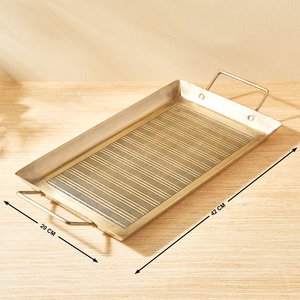 Hotel Metal Serving <b>Trays</b> Customized Light Luxury Silver Stainless Steel Metal <b>Storage</b> <b>Tray</b> Upscale Leather Hotel Service <b>Tray</b> - Product Image 3