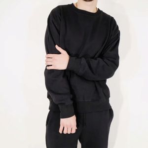 Conjunto de sudadera y joggers de cuello redondo de mezcla pesada para hombre: chándal suave y duradero perfecto para ropa informal diaria - Product Image 6