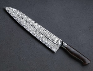 Cuchillo de Chef de acero de Damasco hecho a mano de alta calidad con mango de madera hoja de 8 pulgadas ambidiestro-Idea de regalo de aniversario o Navidad - Product Image 5