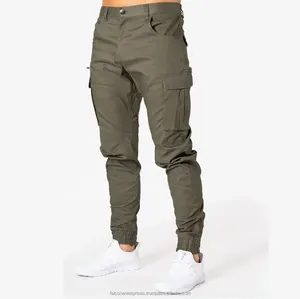 Calças masculinas estilo hip-hop, calças soltas de alta qualidade com cordões para corrida, com bolso cáqui, 6 bolsos, calça larga de carga