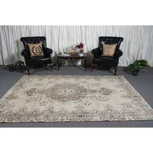 พรมขนแกะ9ft สีเบจสีน้ำตาล5.8 X แบบคลาสสิกพรมงานแฮนด์เมดแบบเย็บปะแบบตุรกีสำหรับห้องนั่งเล่นพรมหลังสำหรับวัยรุ่น - Product Image 3