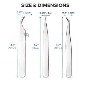 Juego de Pinzas para Extensión de Pestañas Plateadas Premium 3 en 1, Acero Inoxidable, Rectas, Curvas, de Volumen y Precisión, Herramientas para Pestañas OEM - Product Image 5