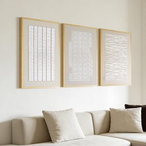 Arte de pared abstracto con textura 3D Thalasse para dormitorio, moderno, de 3 piezas - Product Image 1