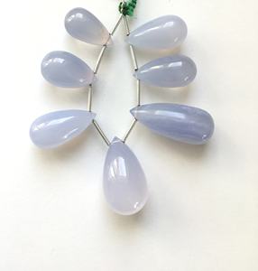 หินแคลเซโดนีธรรมชาติทรงหยดน้ำ 7 ชิ้น สำหรับทำเครื่องประดับอัญมณี - Product Image 1