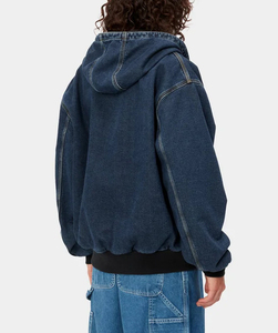 OEM Unisex Đau Khổ Denim Vá Áo Tùy Chỉnh Người Đàn Ông Nặng Cắt Bông Rửa Sạch Denim Áo Thun Áo Hoodie Áo Khoác - Product Image 4