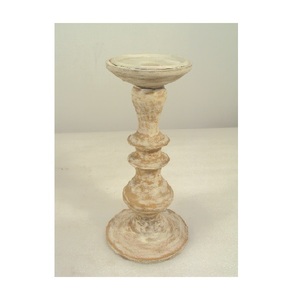 Haute qualité rustique blanc lavage finition bois pilier bougeoir pour dessus de Table décoratif maison salon fête utilisation - Product Image 2