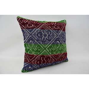 Oreiller en laine multicolore motif vintage Kantha mosaïque Paisley 16x16 pouces avec technique tissée patchwork de raisin - Product Image 2