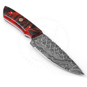 มีดสกินเนอร์ทำมือจากเหล็กดามัสกัส ใบมีดตีขึ้นรูปสำหรับตั้งแคมป์ ล่าสัตว์ ของขวัญล่าสัตว์ที่สวยงามสำหรับเขา รับผลิตตามแบบ OEM ด้ามไม้ปรับแต่งได้ - Product Image 2