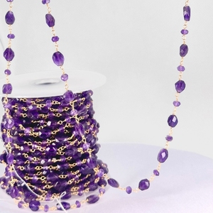 100% chaîne en laiton de haute couture naturelle avec améthyste ronde taille personnalisée bijoux en pierres précieuses en vrac - Product Image 2