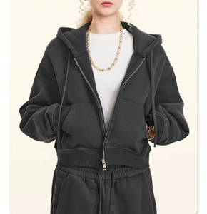 Sweats élégants pour femmes doux léger confort avant fermeture à glissière complète Fitness Hoodie pour femmes - Product Image 3