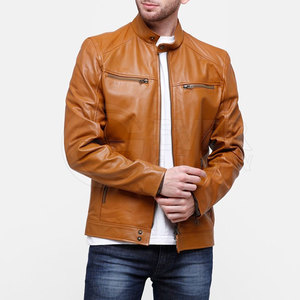 Chaqueta de Invierno de Cuero Genuino para Hombre, de Alta Calidad, Estilo Urbano, con Cuello Alto, Venta al Por Mayor - Product Image 4