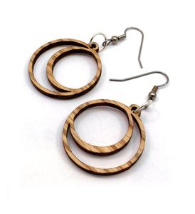 Boucles d'oreilles créoles croissant en bois de chêne durable-Petites (1.1 ") -Boucles d'oreilles pendantes à crochet en bois Larme en bois naturel - Product Image 1