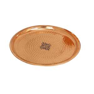 Plato Thali Pequeño de Cobre Puro, Martillado a Mano, Accesorio Decorativo para Mesa, Estilo Indio - Product Image 2