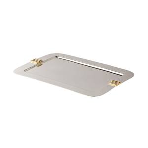 Creative <b>Rectangular</b> Stainless Steel Serving <b>Tray</b> With Gold Handle <b>Mirror</b> Finish Metal Decorative <b>Tray</b> For Home Hotel And Events - Product Image 1
