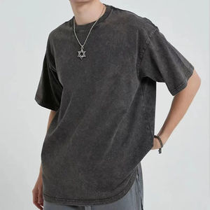 T-shirt uni en coton lourd à logo personnalisé, épaules tombantes, vintage, surdimensionné, délavé à l'acide, t-shirt pour hommes - Product Image 2