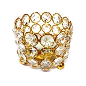 Bougeoir de lumière de thé de concepteur en forme de coeur perlé en cristal clair et décor de pièce maîtresse de Table de mariage et d'anniversaires votifs - Product Image 6