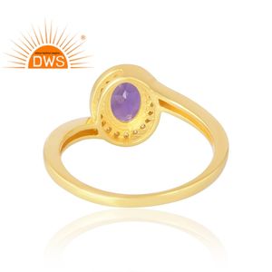 Venta caliente 925 plata esterlina 18K chapado en oro Natural Cz y amatista anillo de piedras preciosas Demi fabricante de joyería fina - Product Image 2
