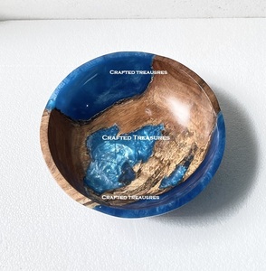 Bol en bois naturel et résine époxy personnalisé de haute qualité bol le plus vendu bol en résine en bois et utilisation pour ustensiles de cuisine bol à salade - Product Image 2