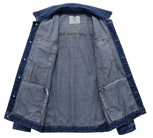 Veste slim décontractée personnalisée pour hommes Veste en jean homme bleu foncé décontractée à la mode en coton de haute qualité d'automne - Product Image 5