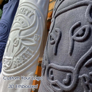 T-shirts personnalisés pour hommes avec impression en relief 3D, design en relief, coton lourd, streetwear, tissu lavé doux - Product Image 2