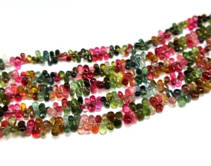 Perles de pierres précieuses multi-tourmaline naturelles Briolette lisse gouttes forme fabrication de bijoux perles bijoux multi-tourmaline 8 ''pouces - Product Image 4