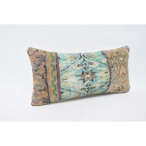 Multicolor bohemio 12x24 lana Kantha almohada Vintage bordado estampado Floral tejido decorativo cojín Patchwork 18x18 pulgadas - Product Image 3