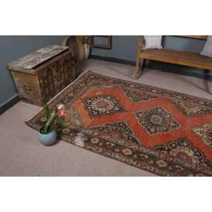 4.9x12.5 ft Rug, <b>Runner</b> Vintage Rug, <b>Red</b> Floral Rug - Product Image 5