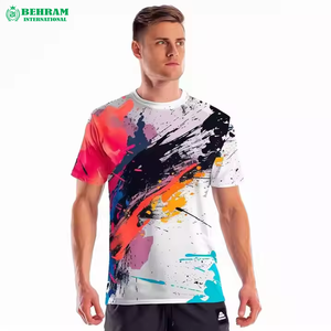 Camisetas de Algodón/Bambú con Estampado Tie Dye, Hombros Caídos, Cuello Redondo, Resistentes, Ecológicas, Corte Regular, Transpirables, Venta Caliente OEM - Product Image 6