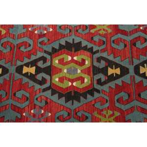 พรมตุรกีวินเทจขนาด 6x9.9 ฟุต พรมขนาดใหญ่ พรมขนสัตว์สีแดงเขียวลายปะติด - Product Image 3