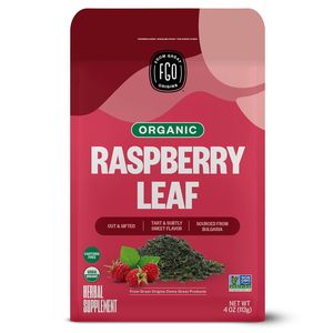 Thé aux feuilles de framboise rouge biologique FGO, coupé et tamisé, sans caféine, sachet refermable, 4 oz - Product Image 1