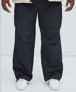 Pantalones Casuales de Invierno Ligeros Personalizados, Pantalones Rectos Negros con Cintura Elástica y Cordón, Pantalones Cortavientos de Lona y Nailon de Secado Rápido para Hombre - Product Image 1